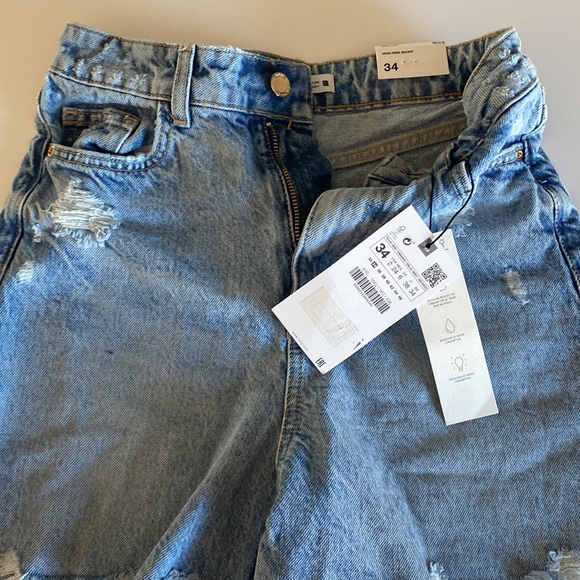 ZARA New Women’s High Rise Jean Shorts - Picture 5 of 8